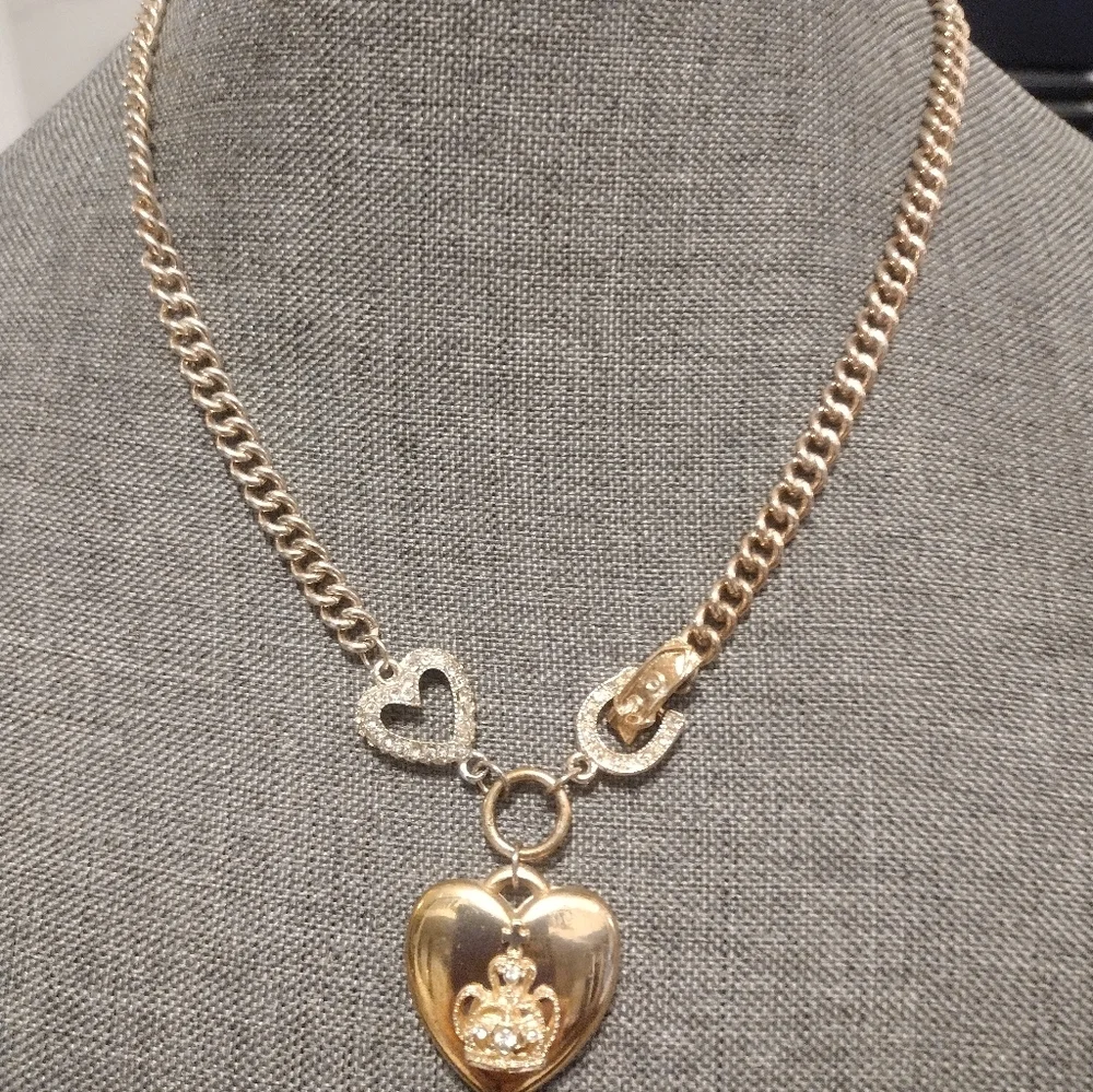 Heart, Crown, Rhinestone Necklace - Picture 2 of 3